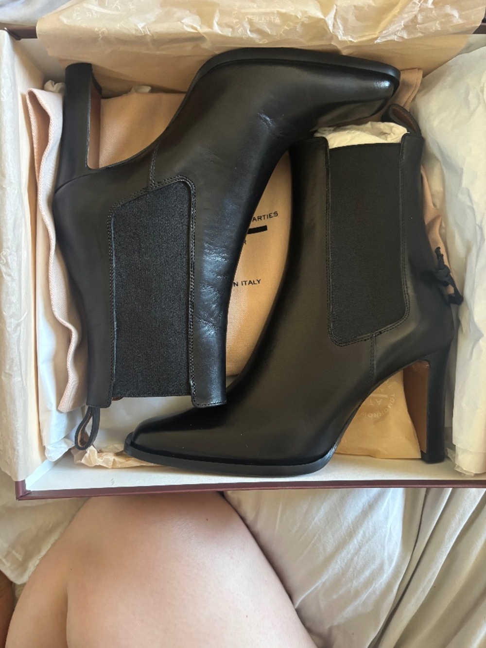 Maison Kitsuné x ATP black leather ankle boots